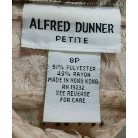 Alfred Dunner Womens Petite 8P Blazer Jacket Brown Rust Cream Fall Floral Stripe - Picture 12 of 15